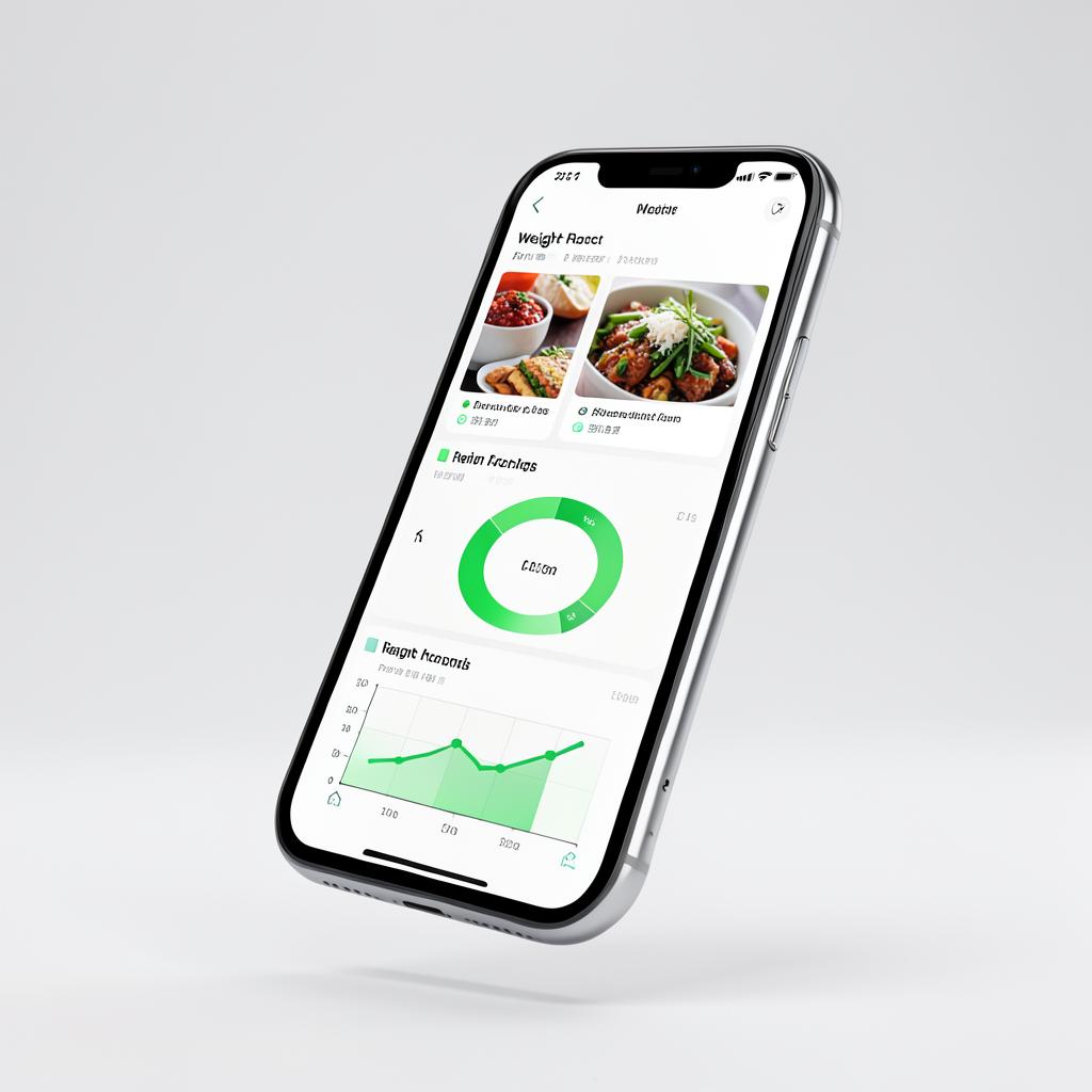 CreaFitness app with meal plans and progress tracking on a phone
